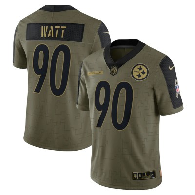 Pittsburgh Steelers #90 T.J. Watt Olive Nike 2021 Salute To Service Limited Player Jersey Men's